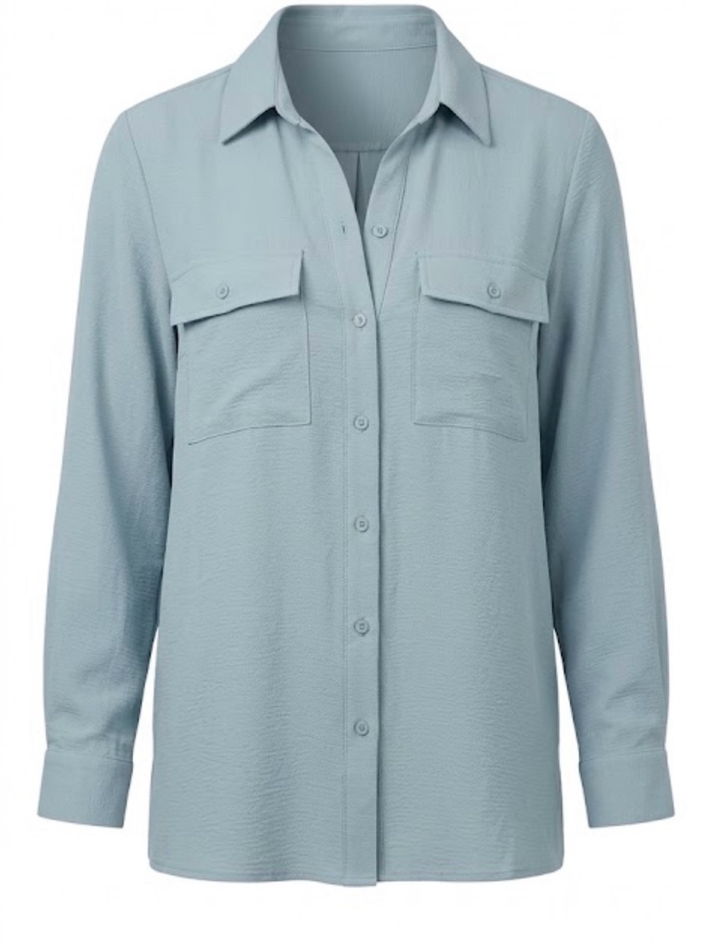 Hilary Radley Light Blue Button Down Pocket Blouse NWT S Workwear